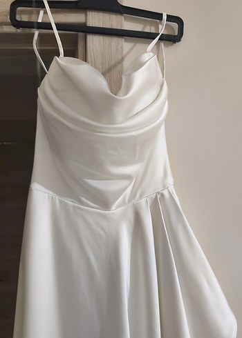 Beyaz saten elbise - Görsel 5