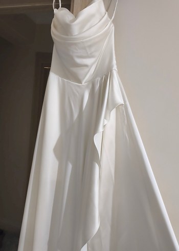 Beyaz saten elbise - Görsel 6