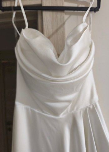 Beyaz saten elbise - Görsel 9