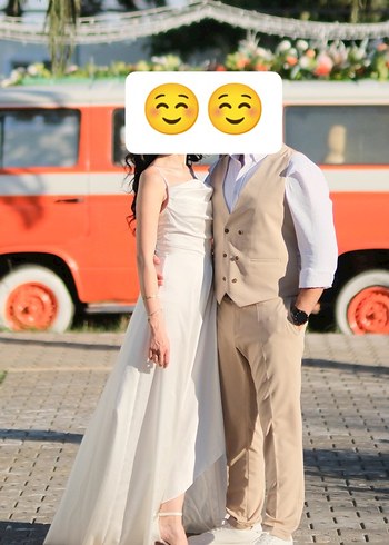 Beyaz saten elbise - Görsel 3