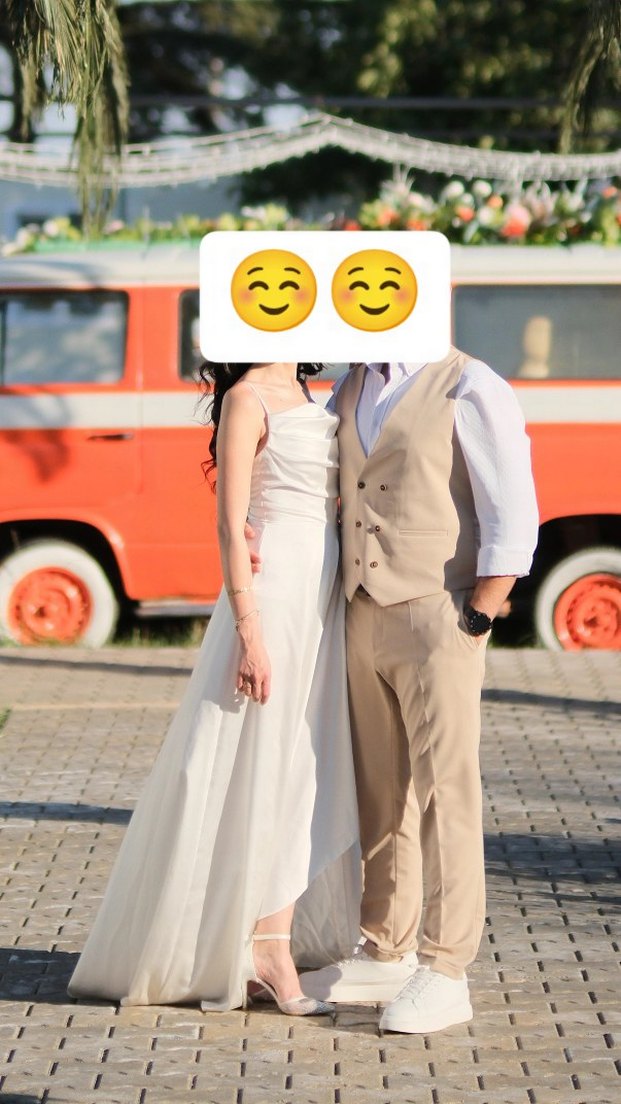 Beyaz saten elbise - Görsel 3