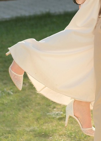 Beyaz Parlak Taşlı Topuklu Kadın Abiye Ayakkabı - Görsel 9