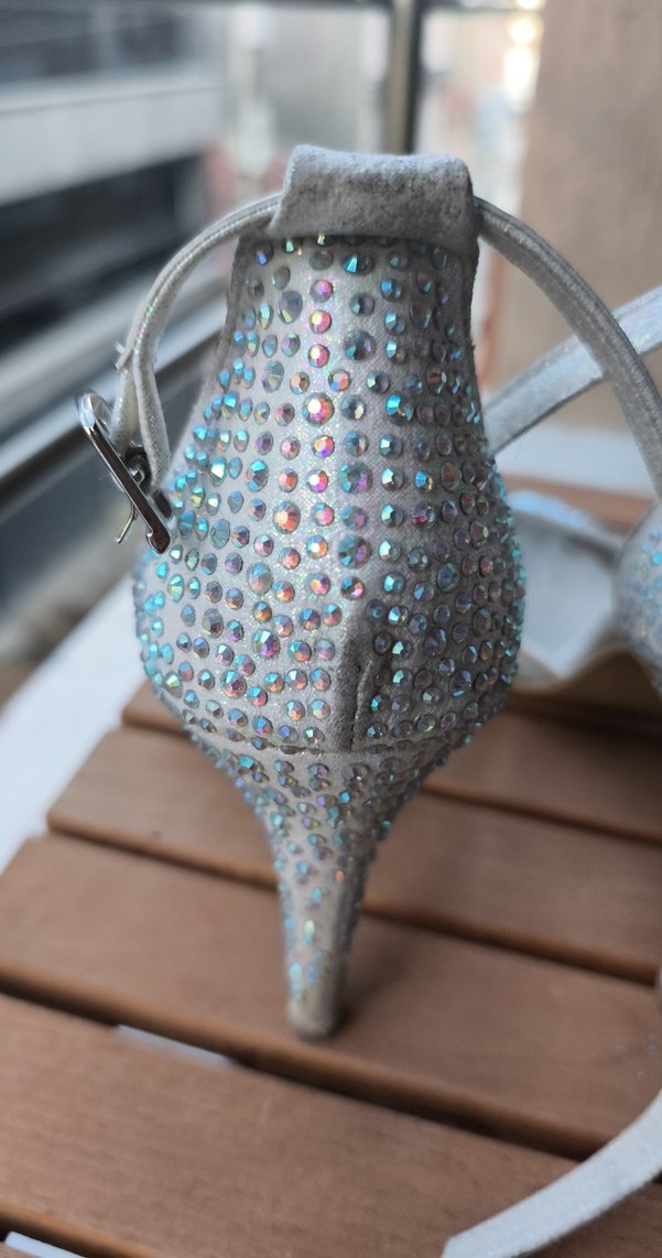 Beyaz Parlak Taşlı Topuklu Kadın Abiye Ayakkabı - Görsel 4