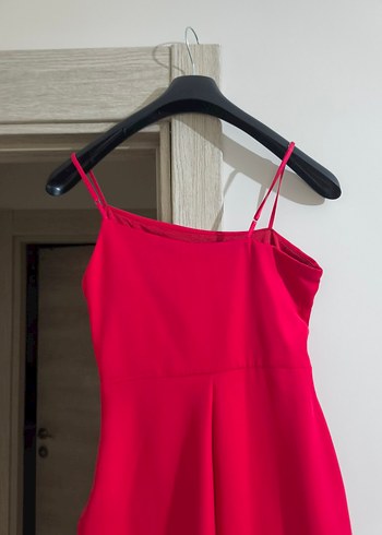 Kırmızı Mini  İnce Askılı Elbise - Görsel 3