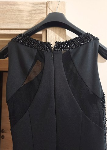 Siyah Payetli Midi Abiye Elbise - Görsel 5