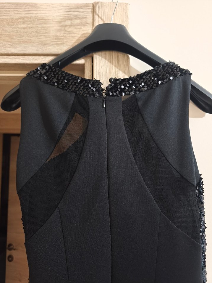 Siyah Payetli Midi Abiye Elbise - Görsel 5