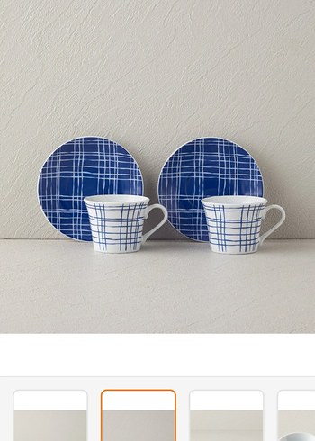 Mavi Çizgili İki Fincan ve Tabak Seti - Görsel 3