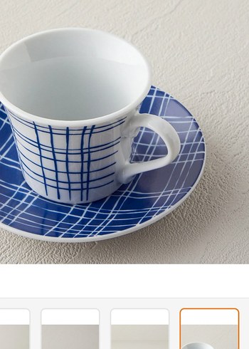 Mavi Çizgili İki Fincan ve Tabak Seti - Görsel 2