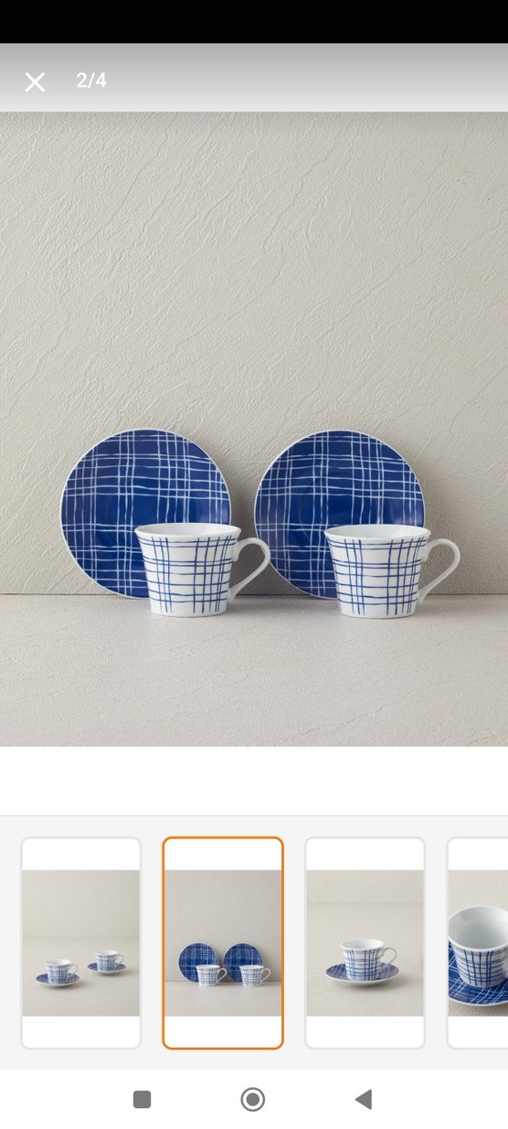 Mavi Çizgili İki Fincan ve Tabak Seti - Görsel 3