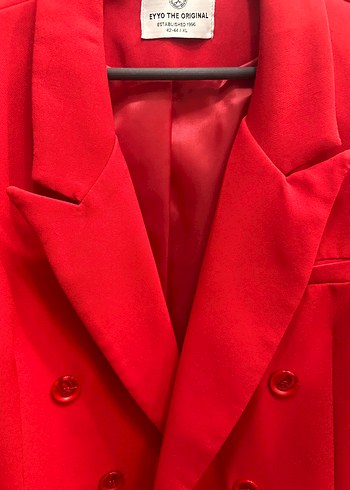 Düğmeli Kırmızı Kadın Blazer Ceket