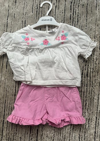 HelloBaby Nakışlı Fırfırlı Kız Bebek Takımı