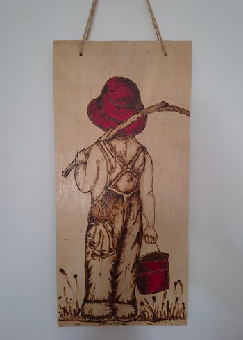 Ahşap yakma ve akrilik tablo - Görsel 2