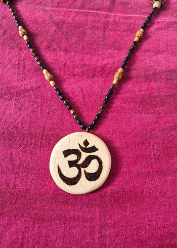 Uzun boncuklu ahşap yakma kolye - Görsel 3