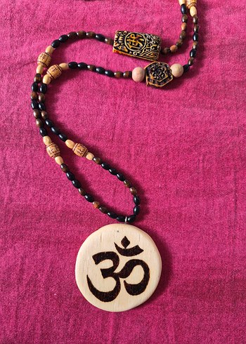 Uzun boncuklu ahşap yakma kolye - Görsel 2