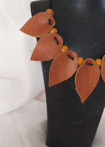 Bohem tarz deri el emeği kolye - Görsel 3