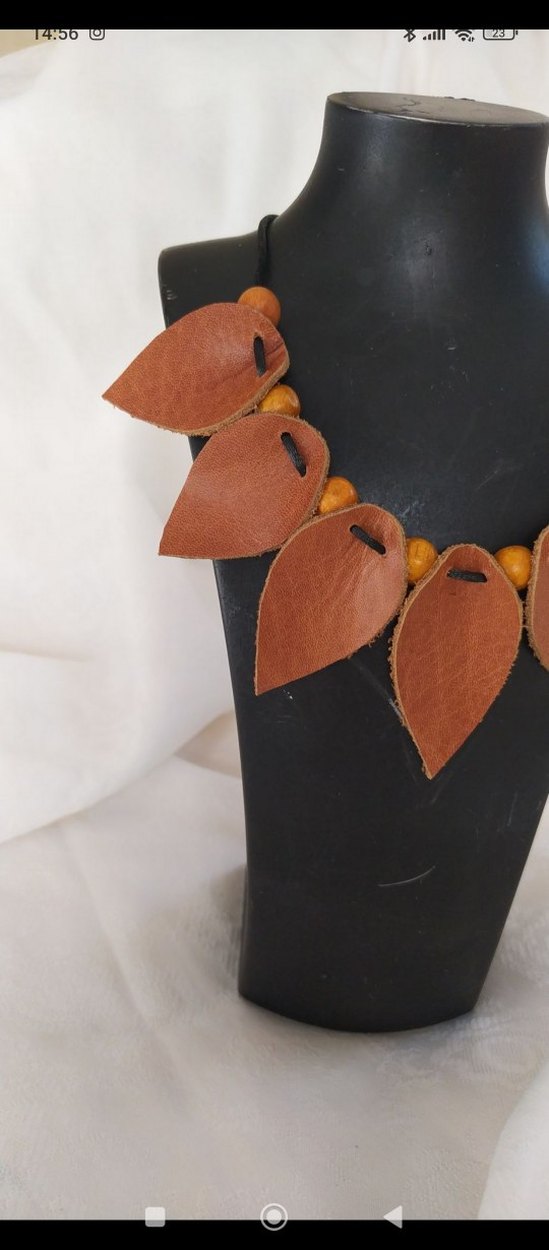 Bohem tarz deri el emeği kolye - Görsel 3