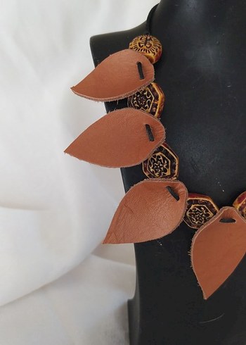 Deri el emeği kolye - Görsel 2