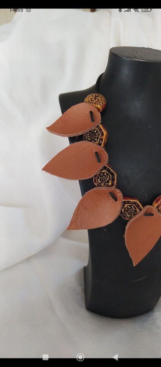 Deri el emeği kolye - Görsel 2