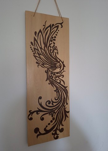 Ahşap yakma zümrüdüanka duvar dekoru - Görsel 3