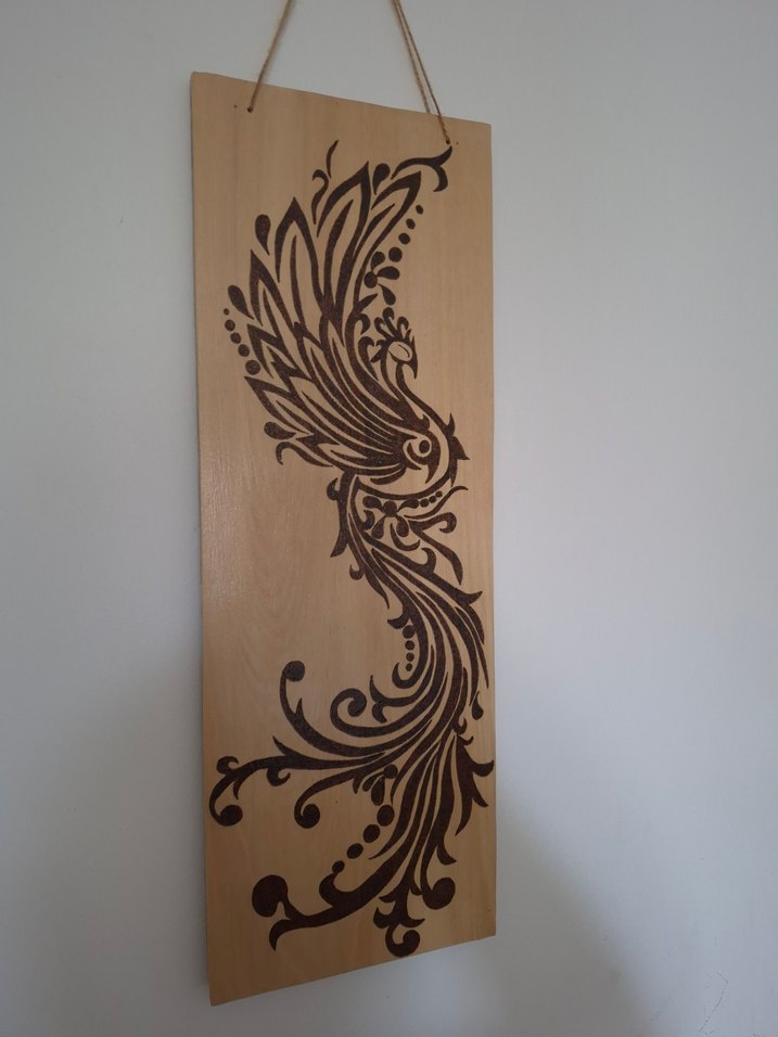 Ahşap yakma zümrüdüanka duvar dekoru - Görsel 3