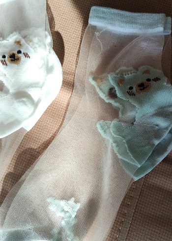 Nakışlı Kız Çorabı Beyaz - Görsel 2