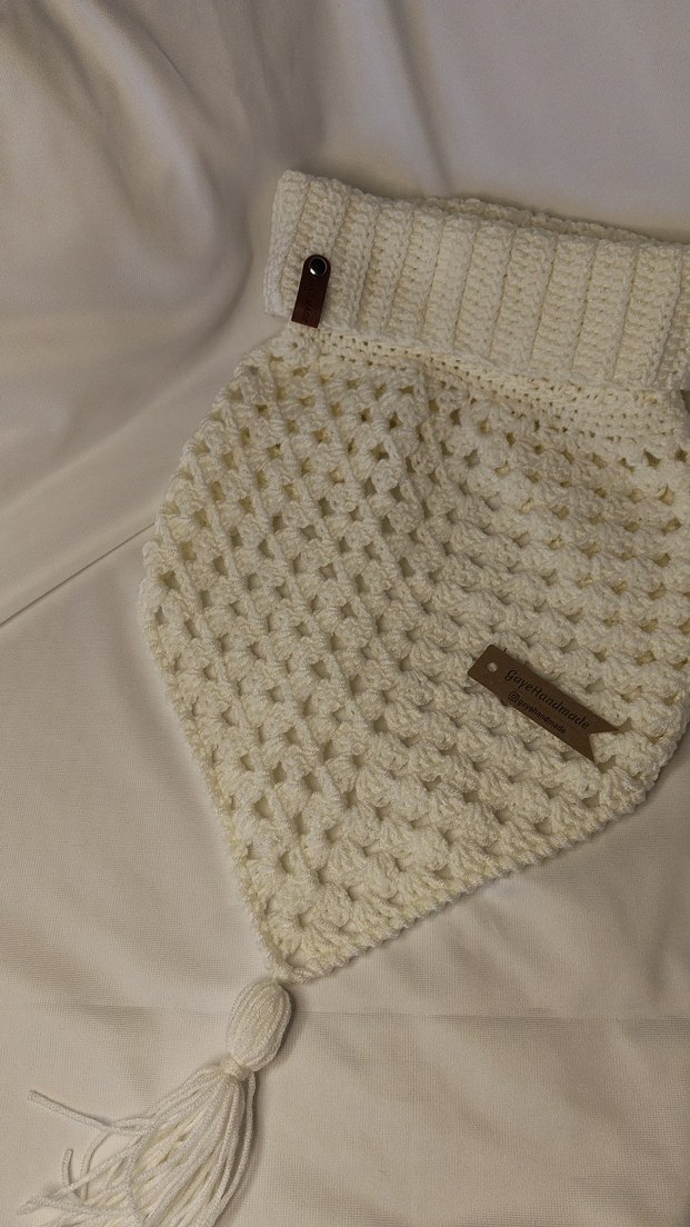 Beyaz Örgü Kadın boyunluk - Görsel 2