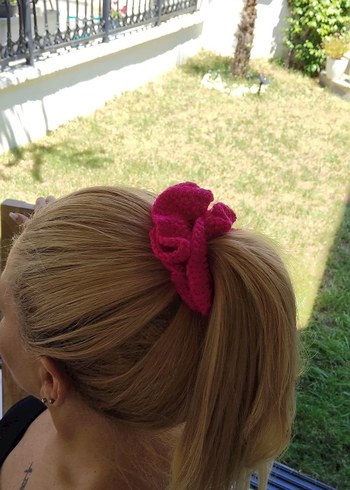 Pembe Fırfırlı Örgü Saç Tokası - Görsel 6