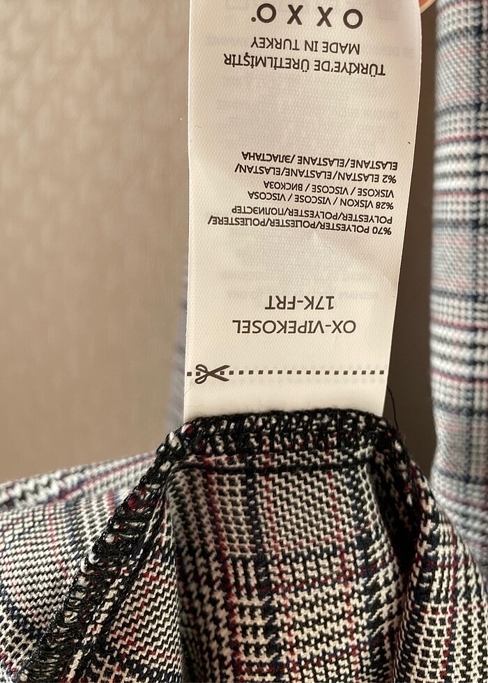 OXXO Ekoseli Uzun Kol Gri Elbise - Görsel 5