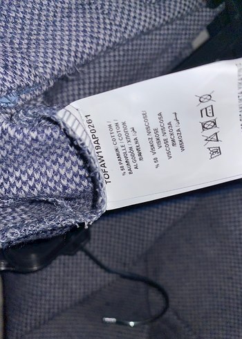 Pamuklu Gri Mavi Kemerli Kumaş Pantolon - Görsel 6