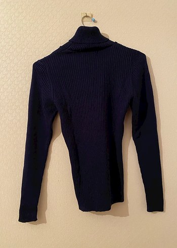 Lacivert Balıkçı Yaka Örgü Kadın Kazak - Görsel 3