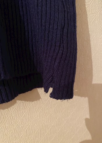 Lacivert Balıkçı Yaka Örgü Kadın Kazak - Görsel 2