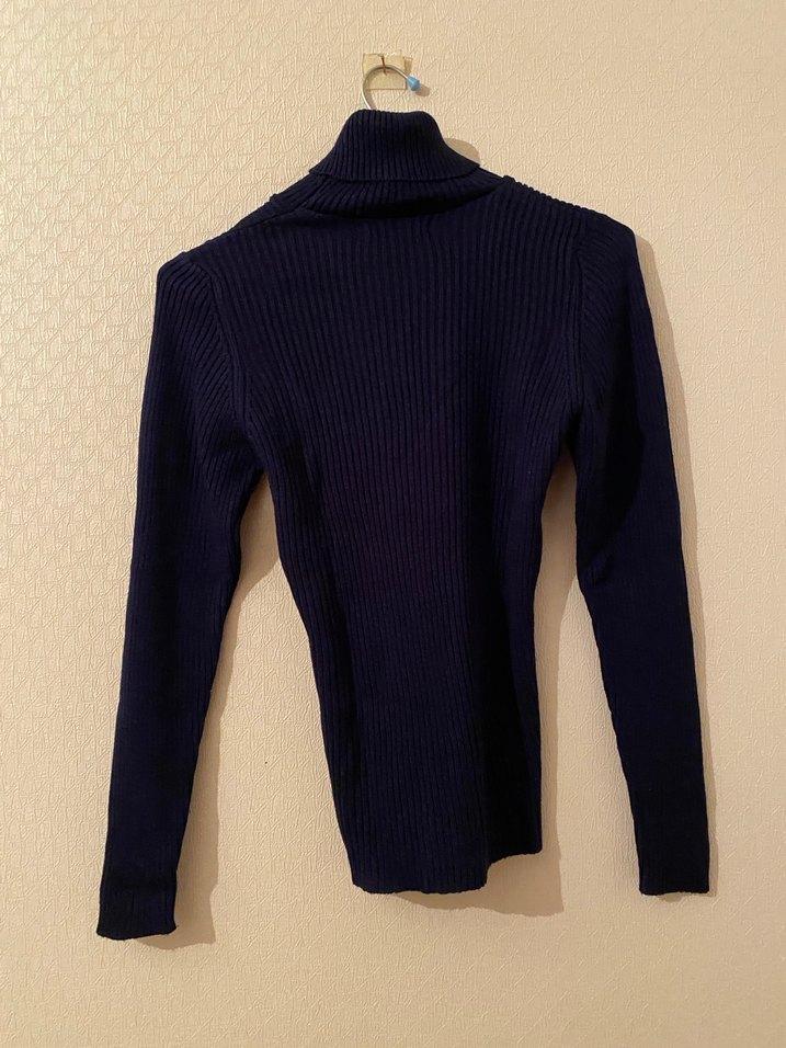 Lacivert Balıkçı Yaka Örgü Kadın Kazak - Görsel 3