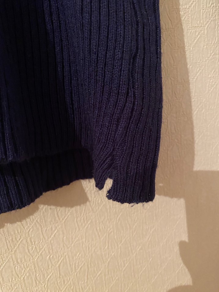 Lacivert Balıkçı Yaka Örgü Kadın Kazak - Görsel 2