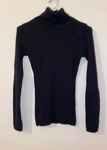 Siyah Balıkçı Yaka Kadın Örme Kazak - Görsel 3