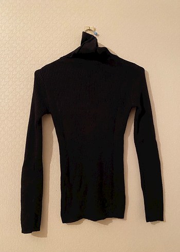 Siyah Balıkçı Yaka Kadın Örme Kazak - Görsel 4