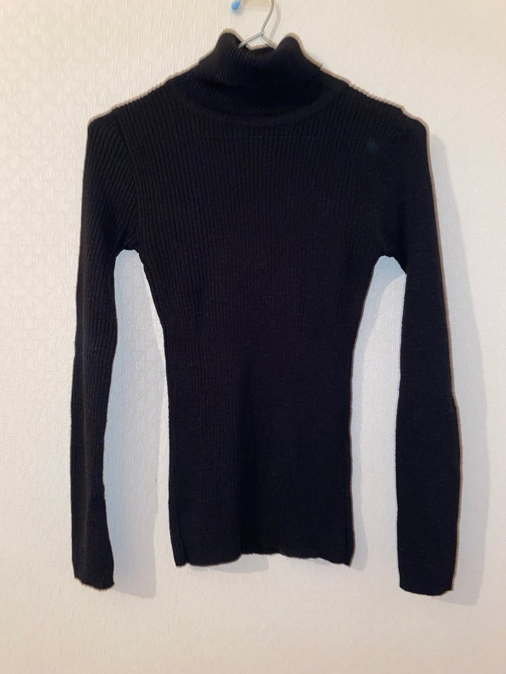 Siyah Balıkçı Yaka Kadın Örme Kazak - Görsel 3