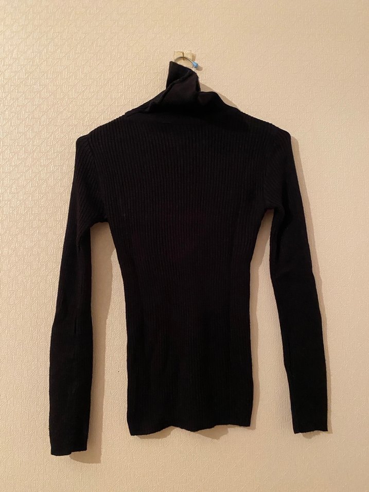 Siyah Balıkçı Yaka Kadın Örme Kazak - Görsel 4