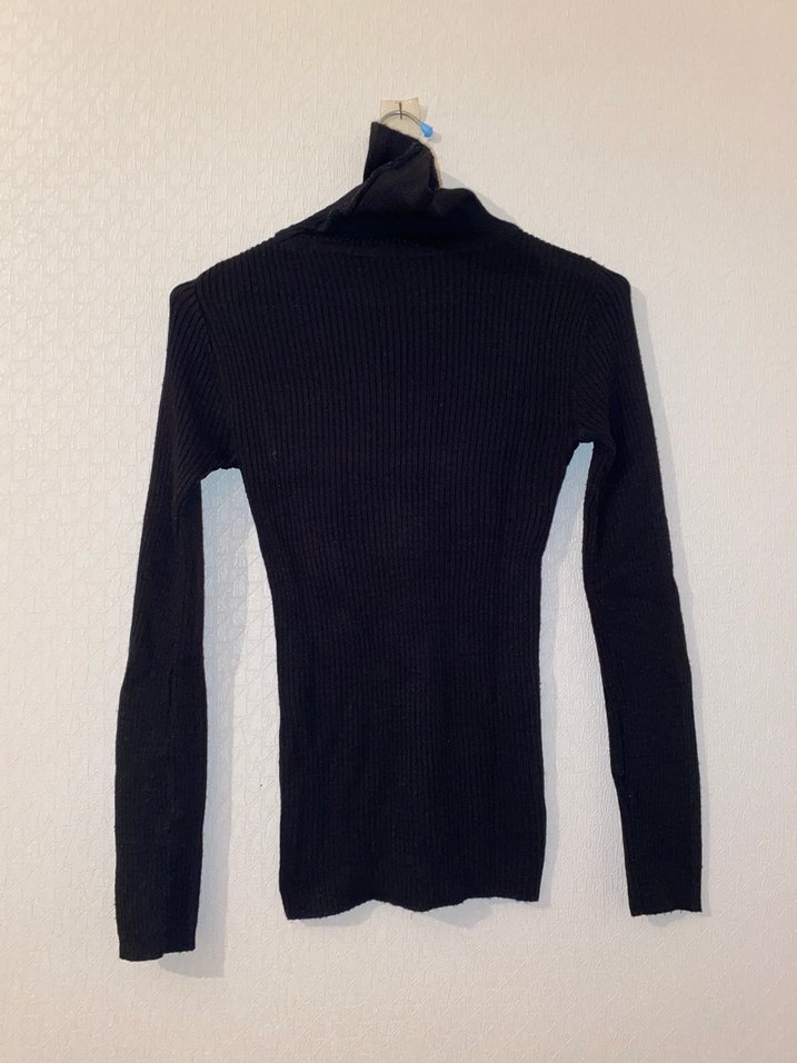 Siyah Balıkçı Yaka Kadın Örme Kazak - Görsel 5