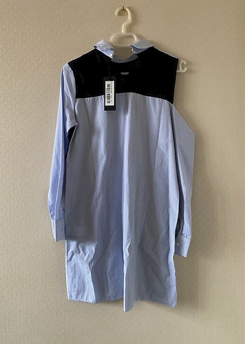 Omuz Detaylı Gömlek Yaka Elbise - Görsel 2