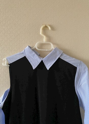 Omuz Detaylı Gömlek Yaka Elbise - Görsel 5