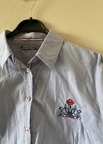 %97 pamuk Mavi Çizgili Gömlek - Görsel 8