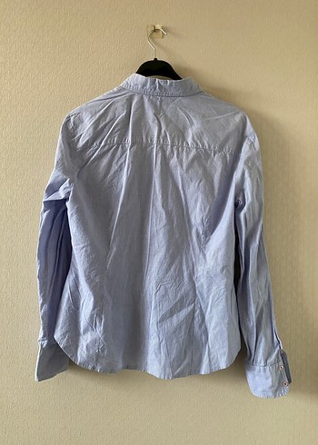 %97 pamuk Mavi Çizgili Gömlek - Görsel 5