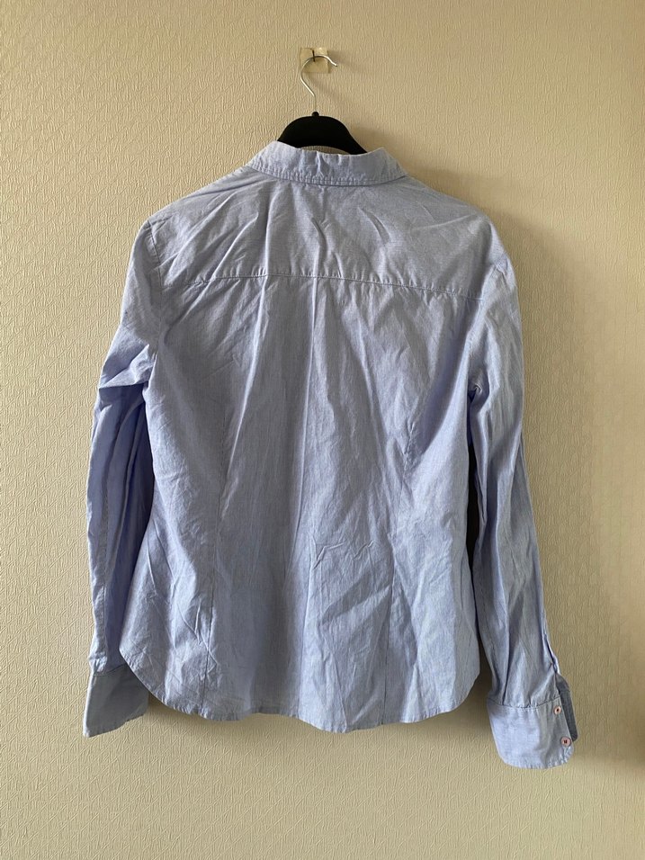 %97 pamuk Mavi Çizgili Gömlek - Görsel 5