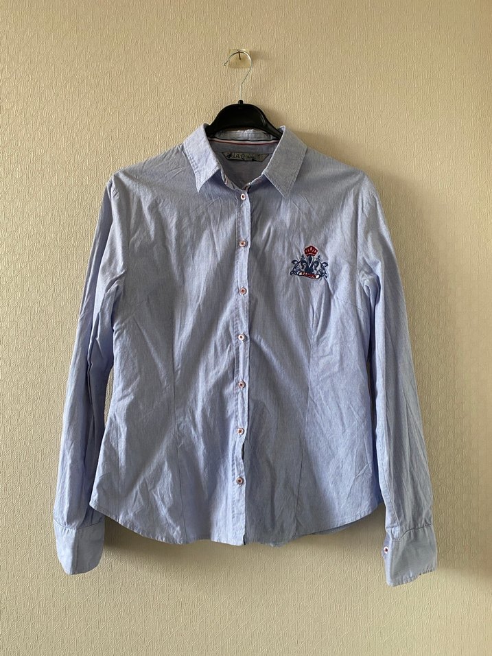 %97 pamuk Mavi Çizgili Gömlek - Görsel 2