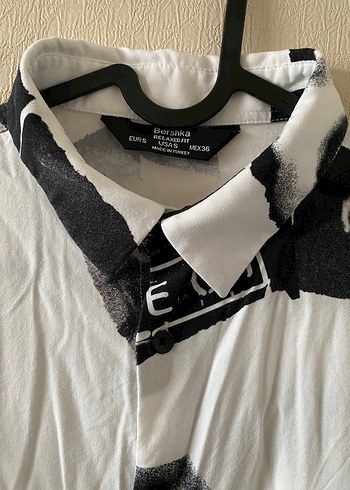 Bershka Desenli Siyah Beyaz Gömlek - Görsel 7