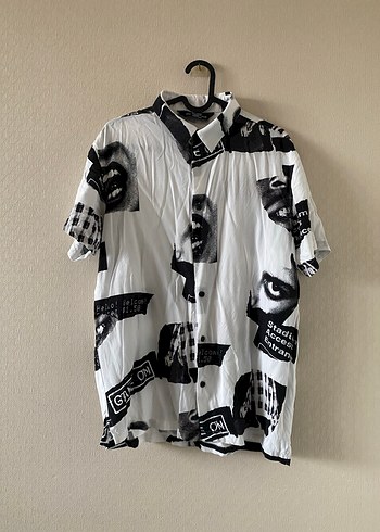 Bershka Desenli Siyah Beyaz Gömlek - Görsel 8