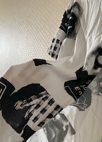 Bershka Desenli Siyah Beyaz Gömlek - Görsel 6