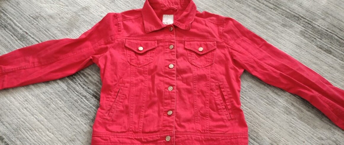 Kırmızı Kot Ceket  - Görsel 4