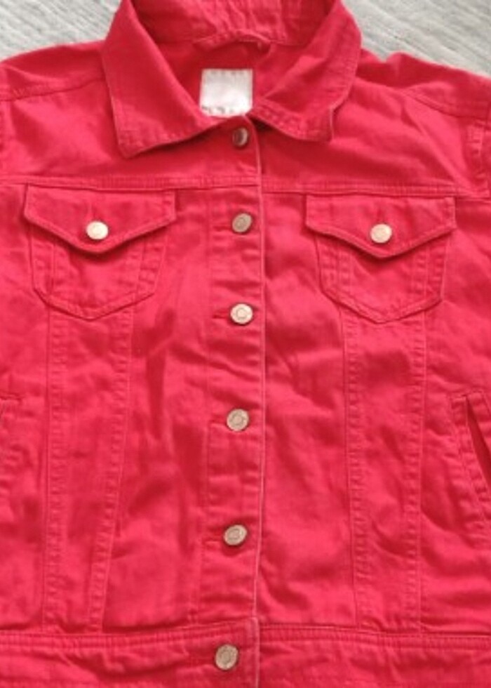 Kırmızı Kot Ceket  - Görsel 4