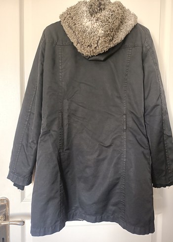 xs Beden Siyah Kadın Mont Kaban Ceket, Kürklü, Dizüstü Boy